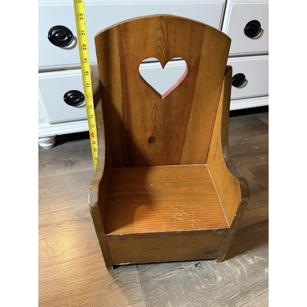 Vintage Solid Wood Doll Chair w/ Heart Cutout Excellent Condition Cottage Core